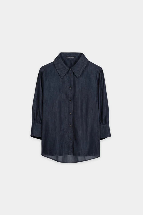 Luisa Cerano Soft Wash Dark Denim Loose Cut Shirt 