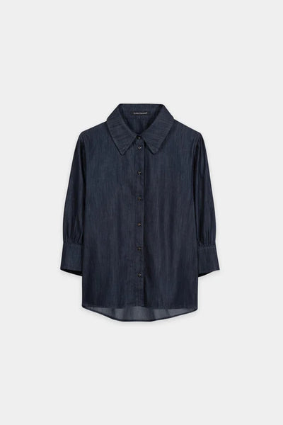 Luisa Cerano Soft Wash Dark Denim Loose Cut Shirt 248712