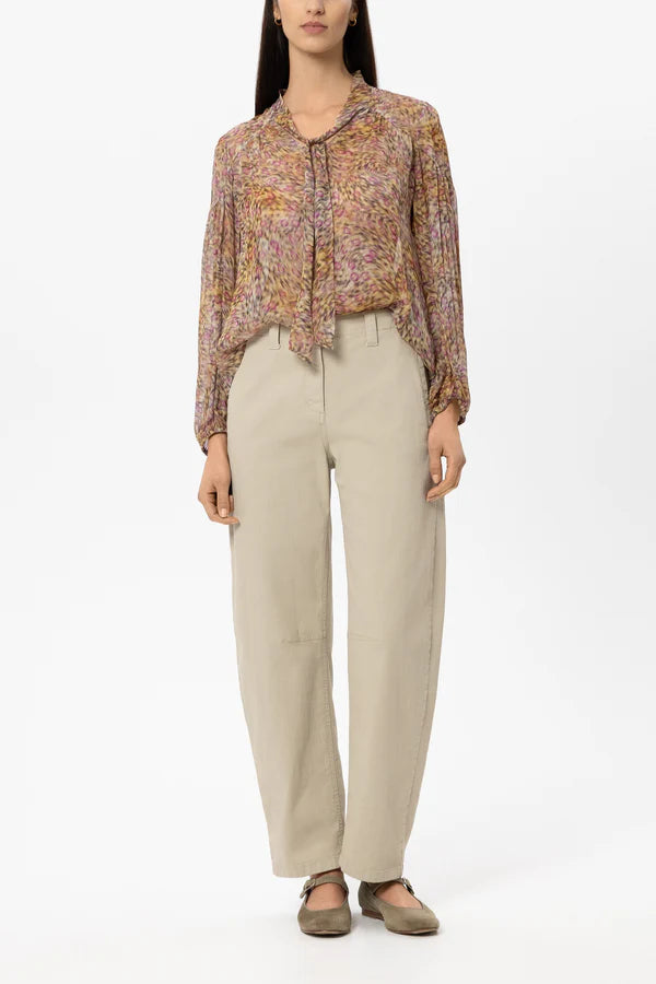 Luisa Cerano Animal Print Flared Blouse with Bow
