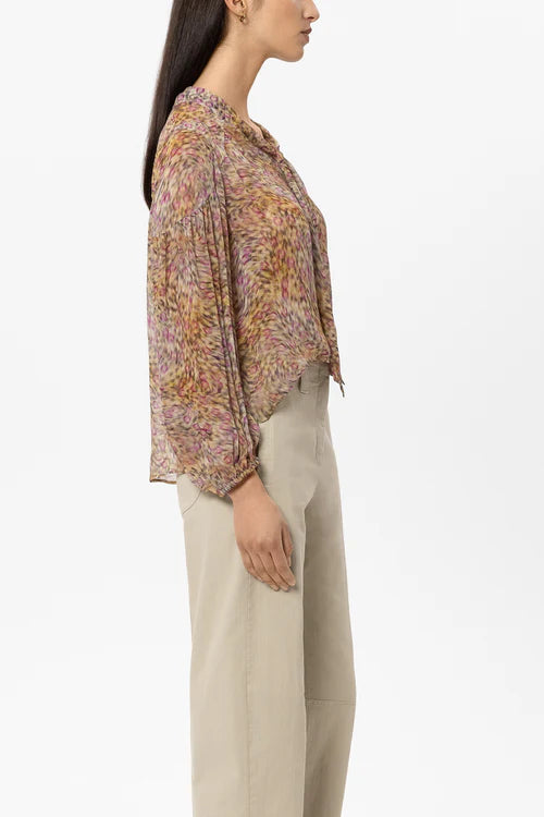 Luisa Cerano Animal Print Flared Blouse with Bow