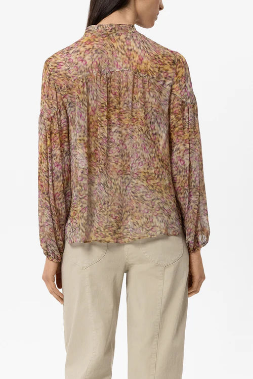 Luisa Cerano Animal Print Flared Blouse with Bow