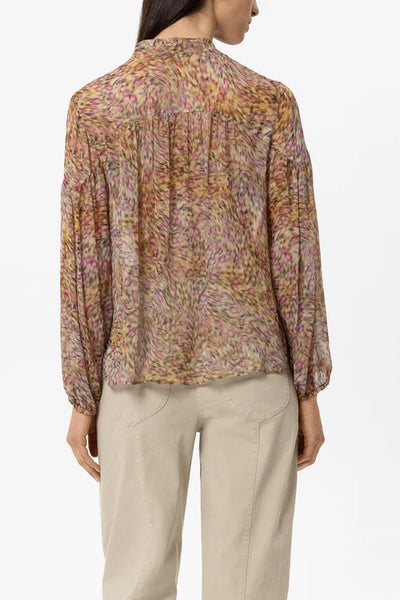 Luisa Cerano Animal Print Flared Blouse with Bow 248728