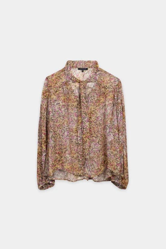 Luisa Cerano Animal Print Flared Blouse with Bow
