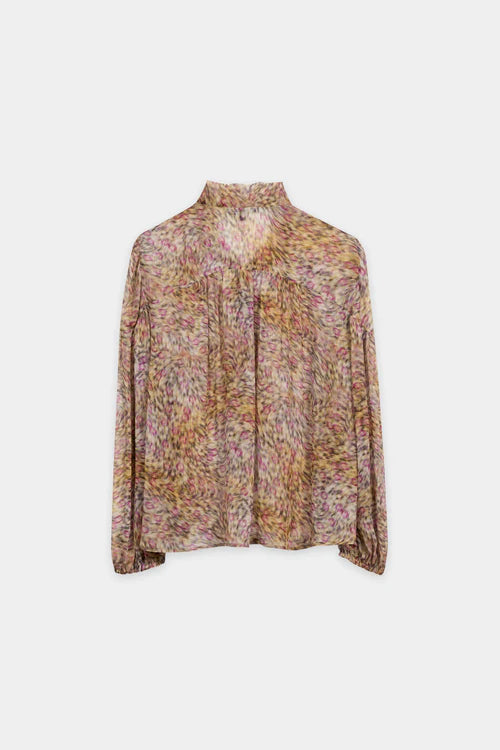 Luisa Cerano Animal Print Flared Blouse with Bow