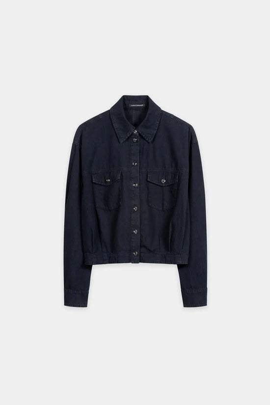 Luisa Cerano Denim Shirt Blouse with Button Placket