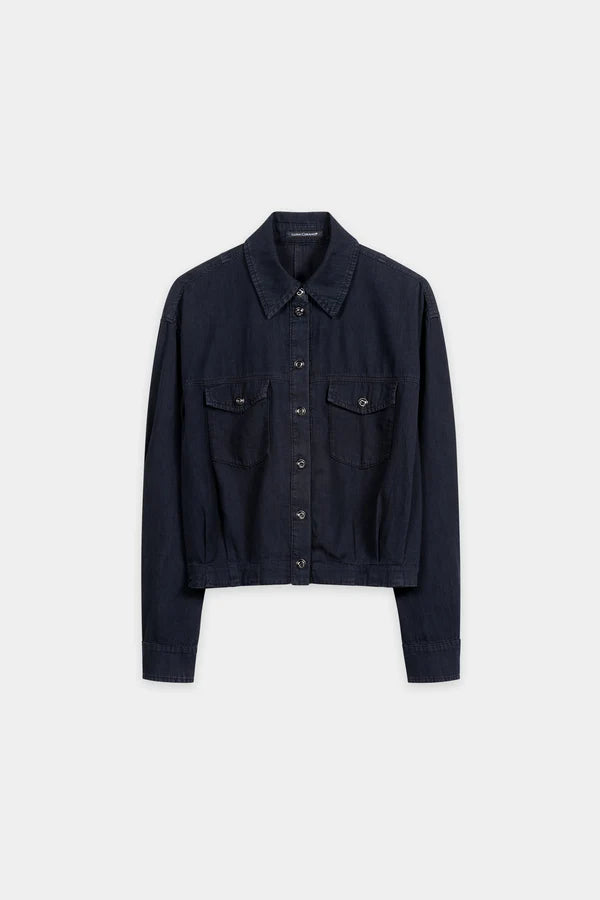 Luisa Cerano Denim Shirt Blouse with Button Placket