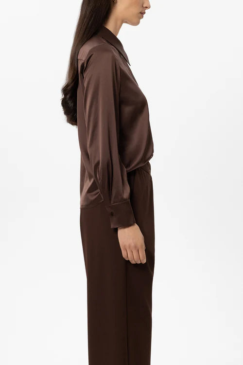 Luisa Cerano Chestnut Long Sleeved Silk Blouse 248735