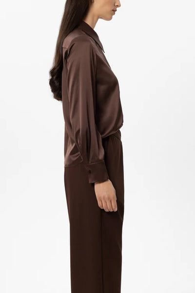 Luisa Cerano Chestnut Long Sleeved Silk Blouse 248735