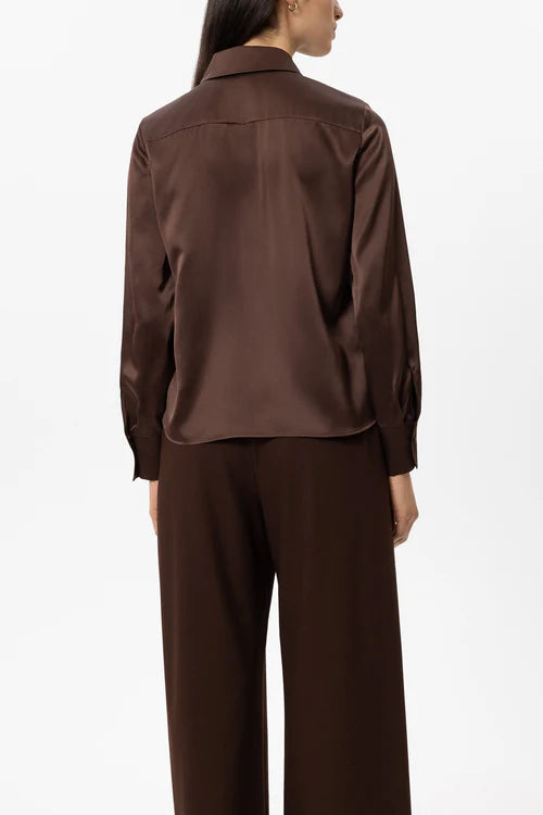 Luisa Cerano Chestnut Long Sleeved Silk Blouse 248735