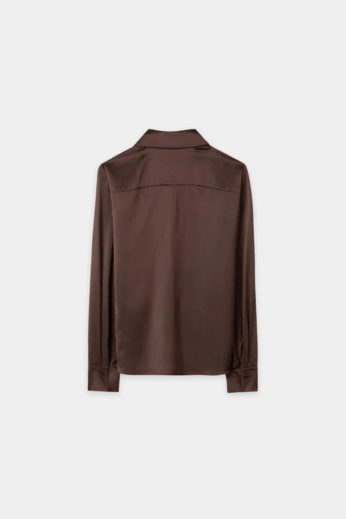 Luisa Cerano Chestnut Long Sleeved Silk Blouse 248735