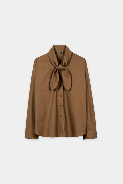 Luisa Cerano Caramel Shirt with Scarf Tie