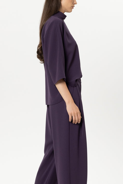 Luisa Cerano Plum Short-Sleeve Blouse Top