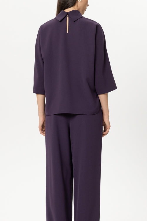 Luisa Cerano Plum Short-Sleeve Blouse Top