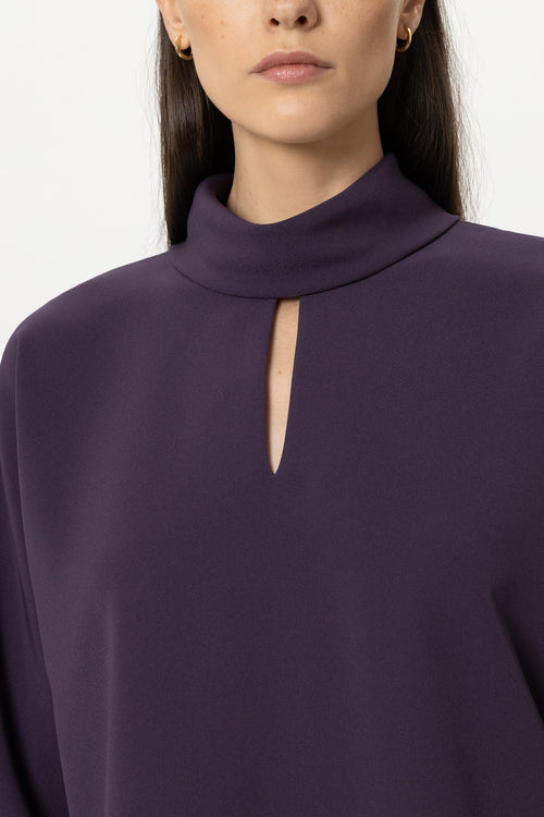 Luisa Cerano Plum Short-Sleeve Blouse Top
