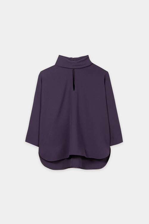 Luisa Cerano Plum Short-Sleeve Blouse Top