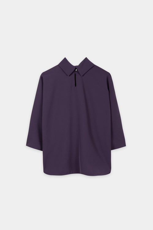 Luisa Cerano Plum Short-Sleeve Blouse Top