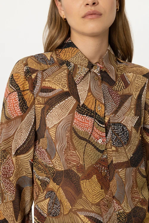 Luisa Cerano Ethnic Print Shirt Blouse
