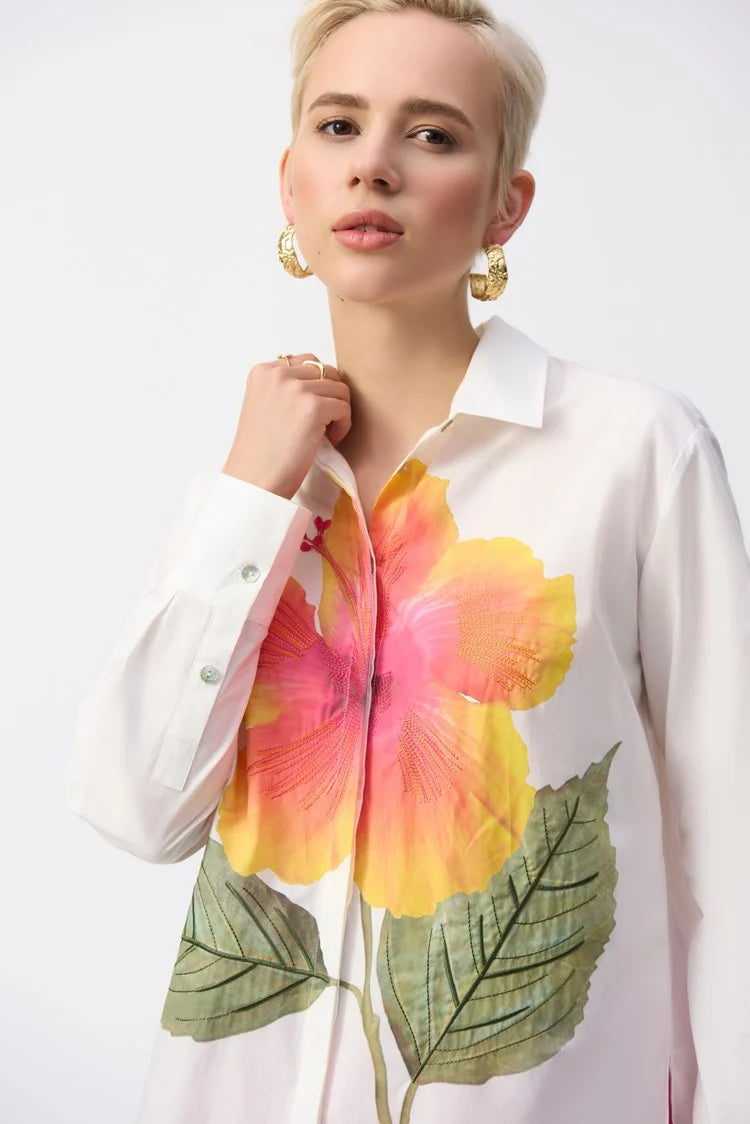 Joseph Ribkoff embroidered flower shirt 251938