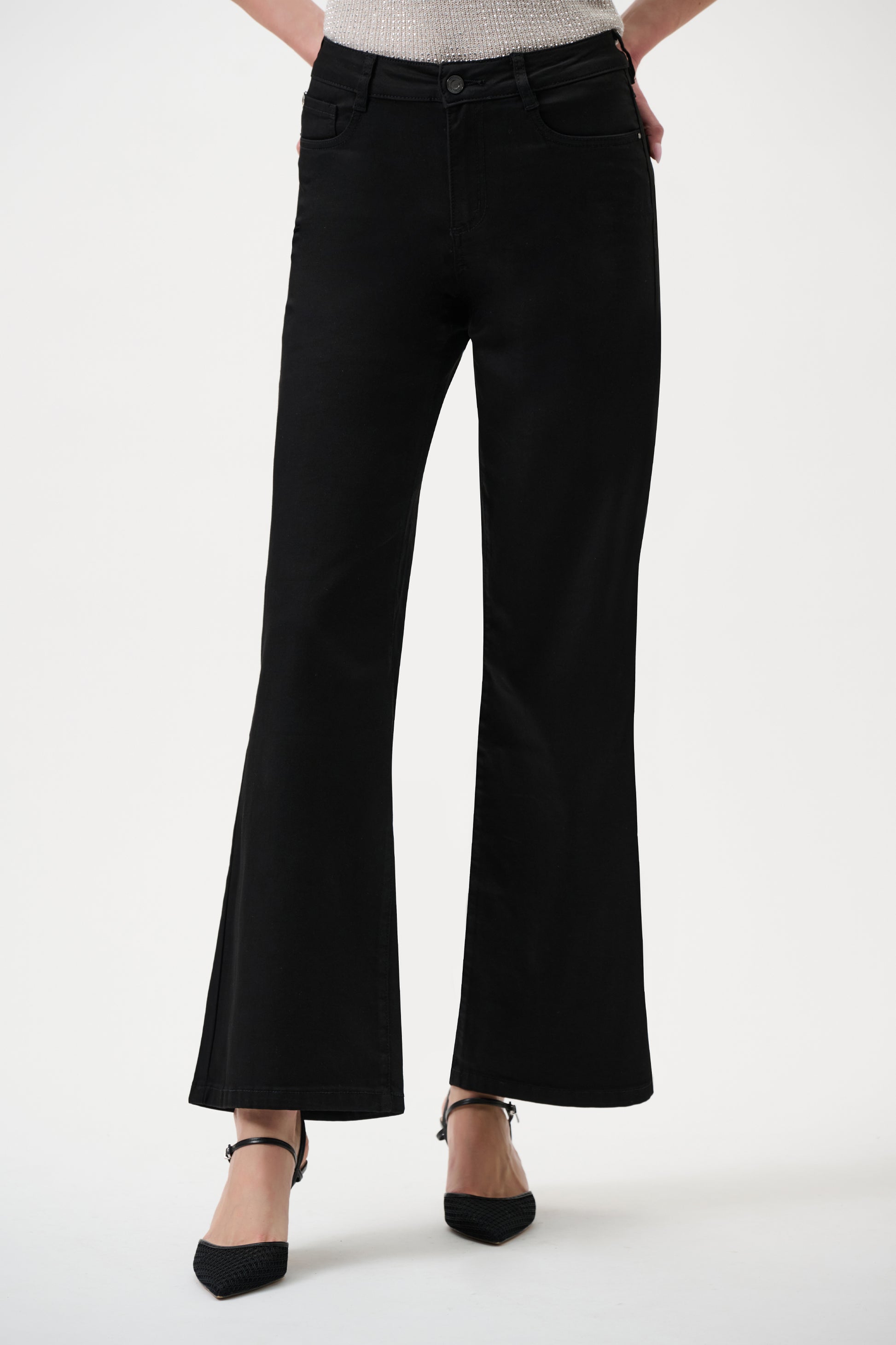 Joseph Ribkoff Black Classic Wide-Leg Stretch Jeans