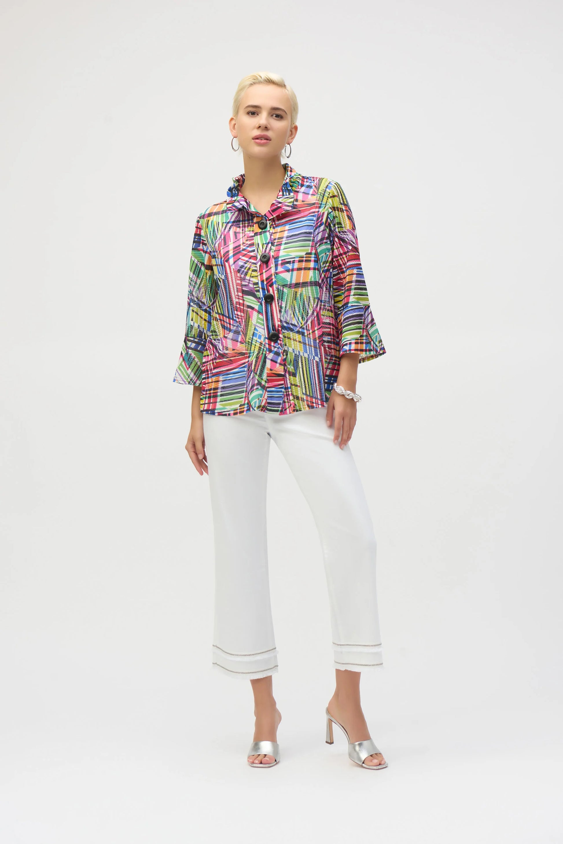 Joseph Ribkoff patchwork print trapeze jacket