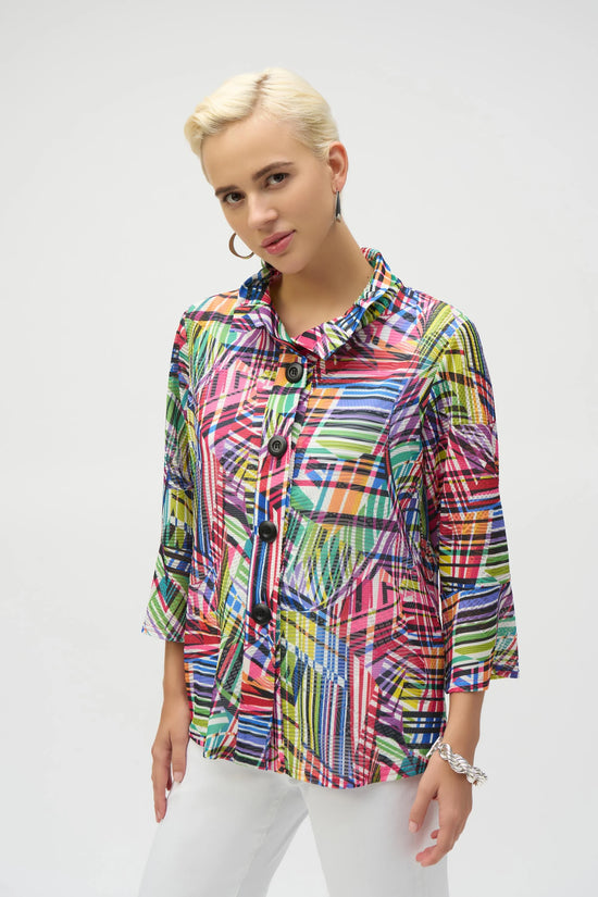 Joseph Ribkoff patchwork print trapeze jacket