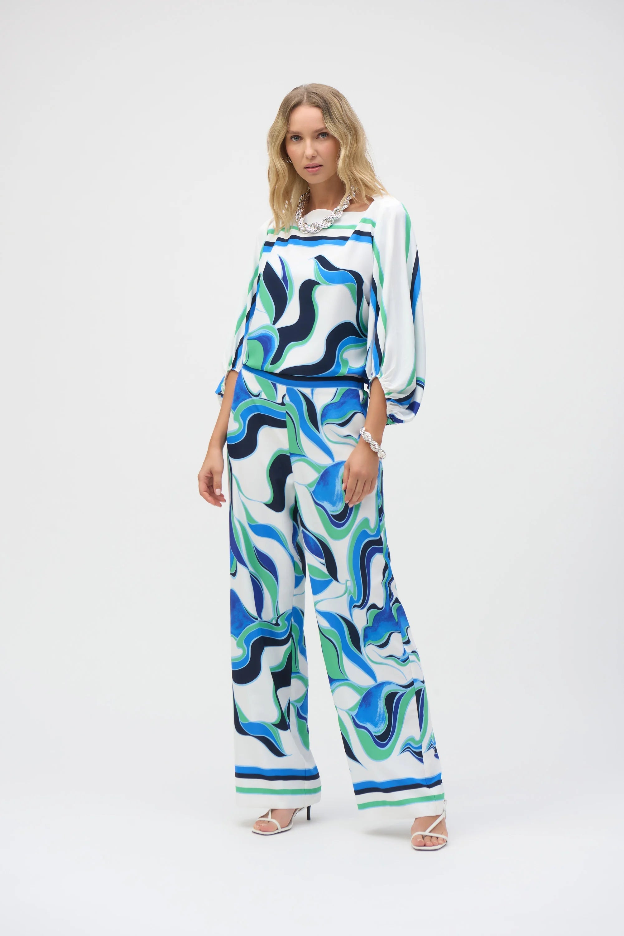 Joseph Ribkoff abstract print wide leg trousers 252084 - Jane Young