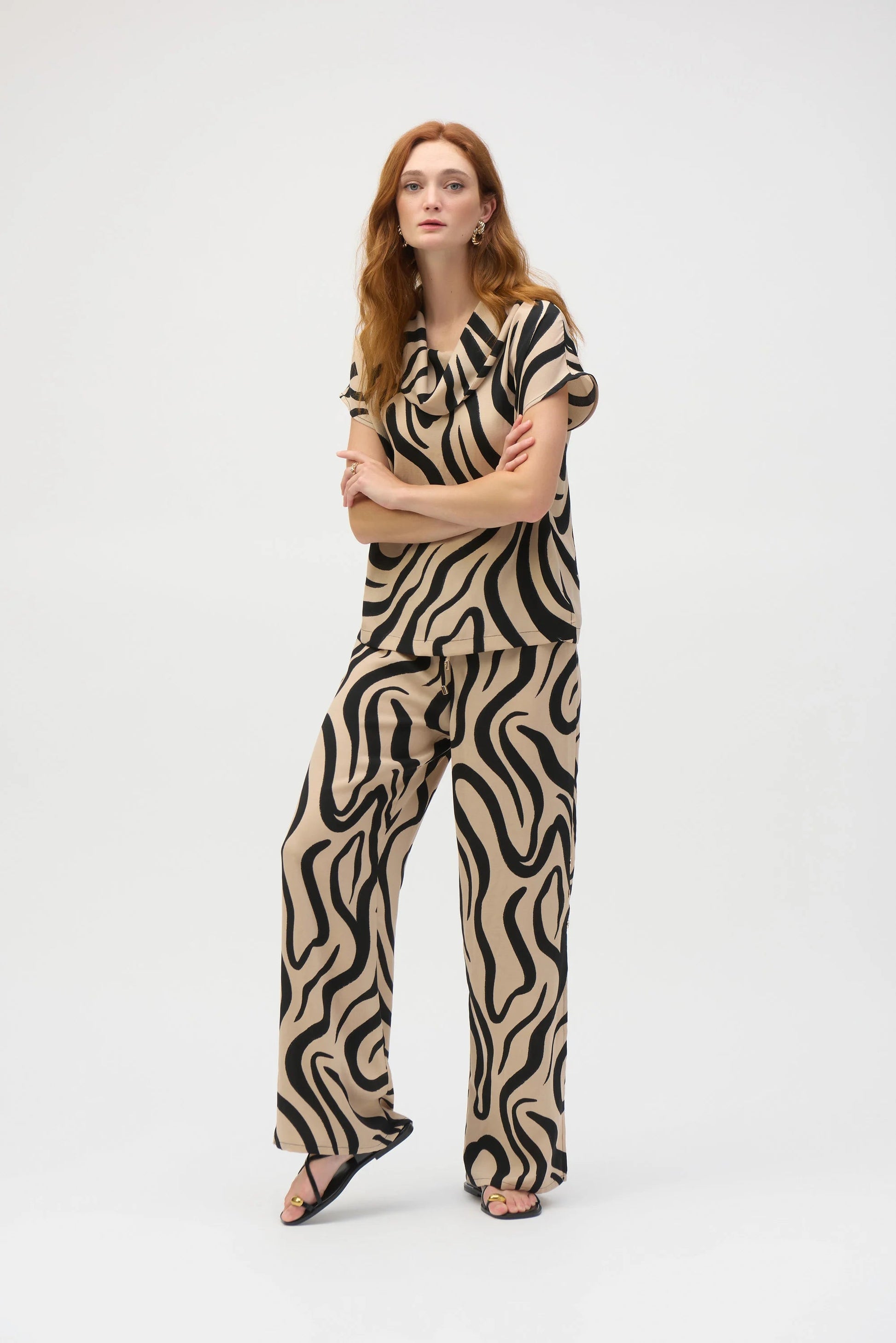 Joseph Ribkoff abstract print cowl neck top 252212