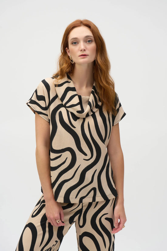 Joseph Ribkoff abstract print cowl neck top 252212