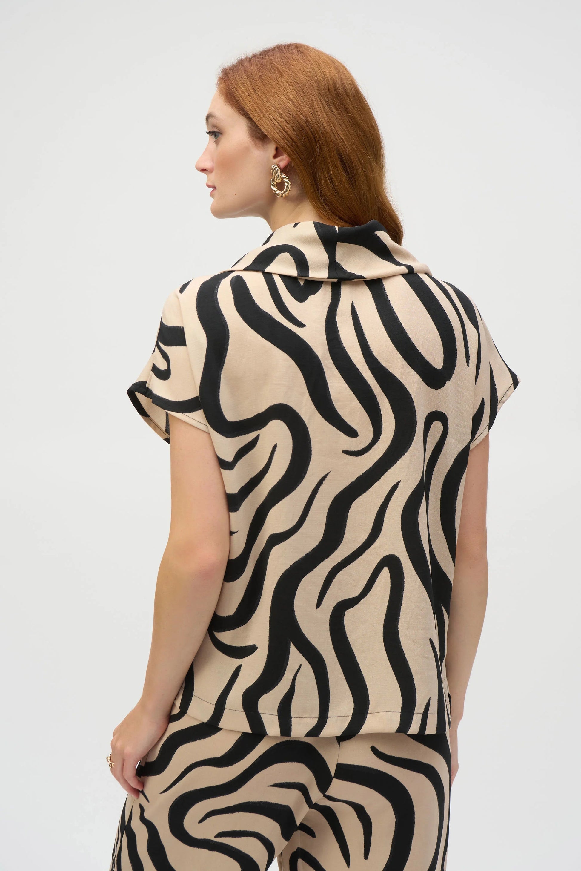 Joseph Ribkoff abstract print cowl neck top 252212