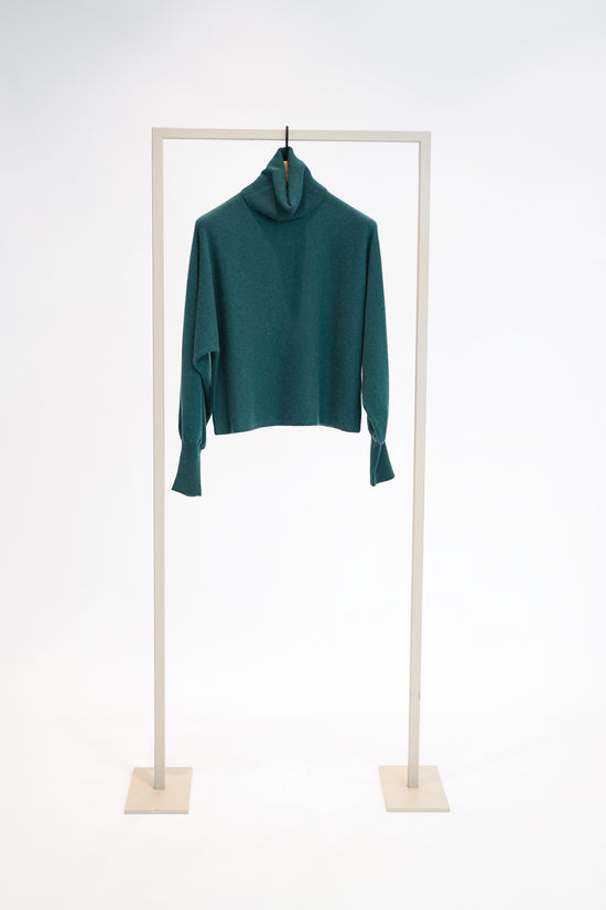 Herzens Green Cashmere Wool Blend Polo Neck Sweater