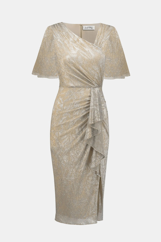 Joseph Ribkoff foiled plissé sheath dress 252706X
