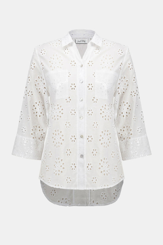 Joseph Ribkoff embroidered eyelet blouse 252928