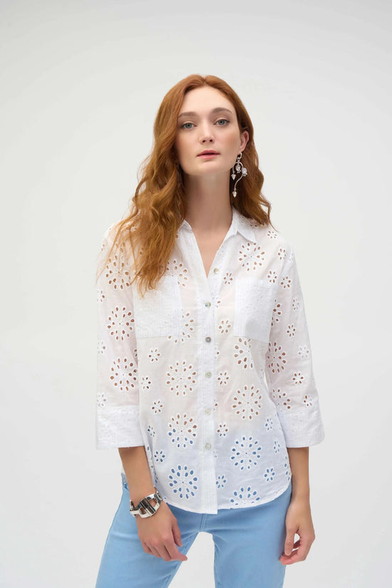 Joseph Ribkoff embroidered eyelet blouse 252928