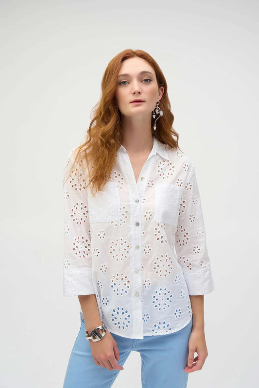 Joseph Ribkoff embroidered eyelet blouse 252928