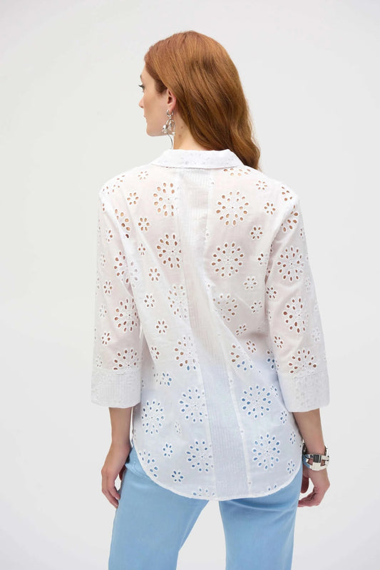 Joseph Ribkoff embroidered eyelet blouse 252928