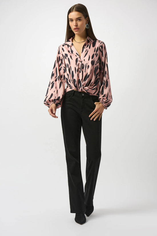 Joseph Ribkoff animal print draped shirt 253059