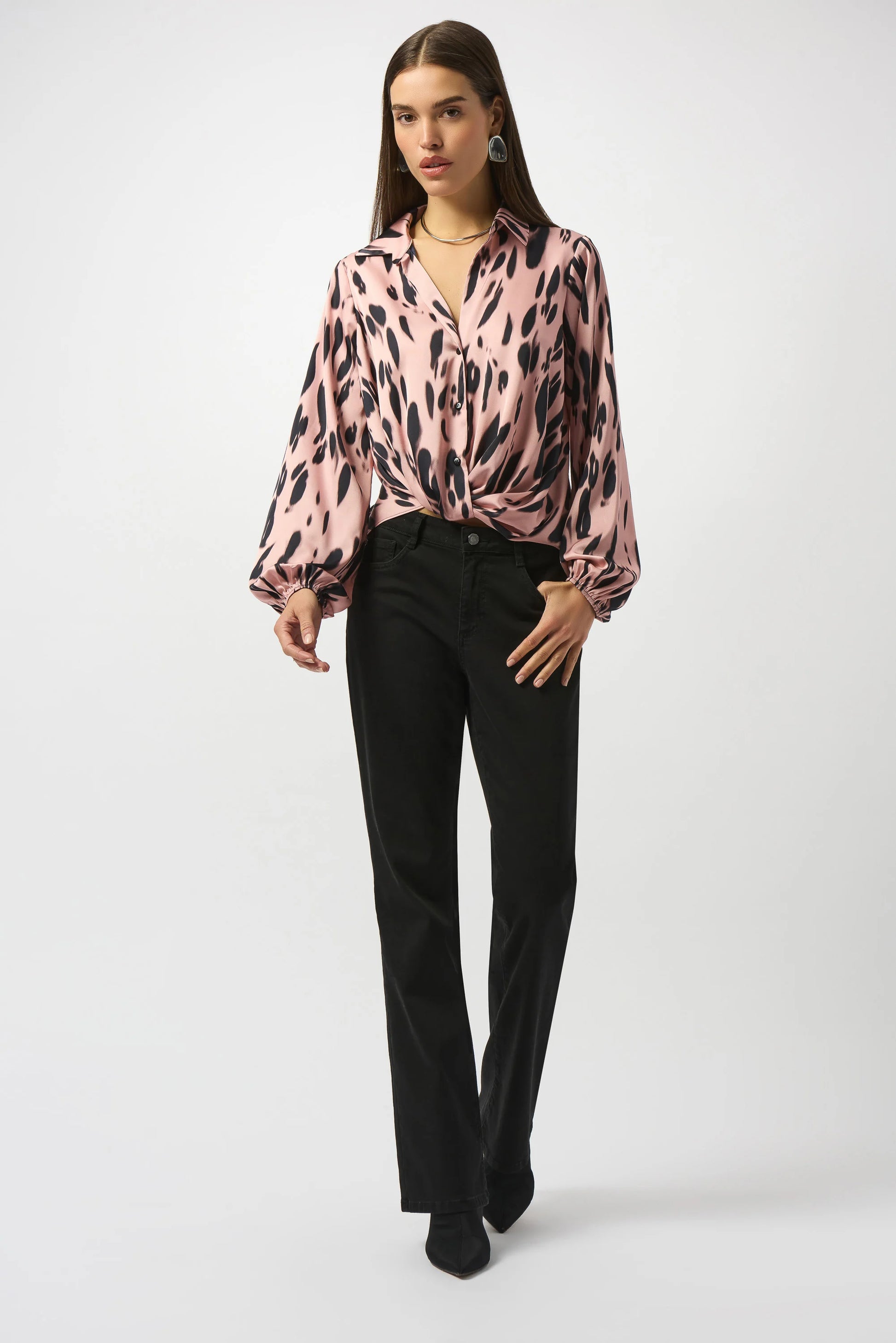 Joseph Ribkoff animal print draped shirt 253059