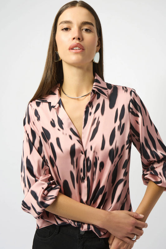 Joseph Ribkoff animal print draped shirt 253059
