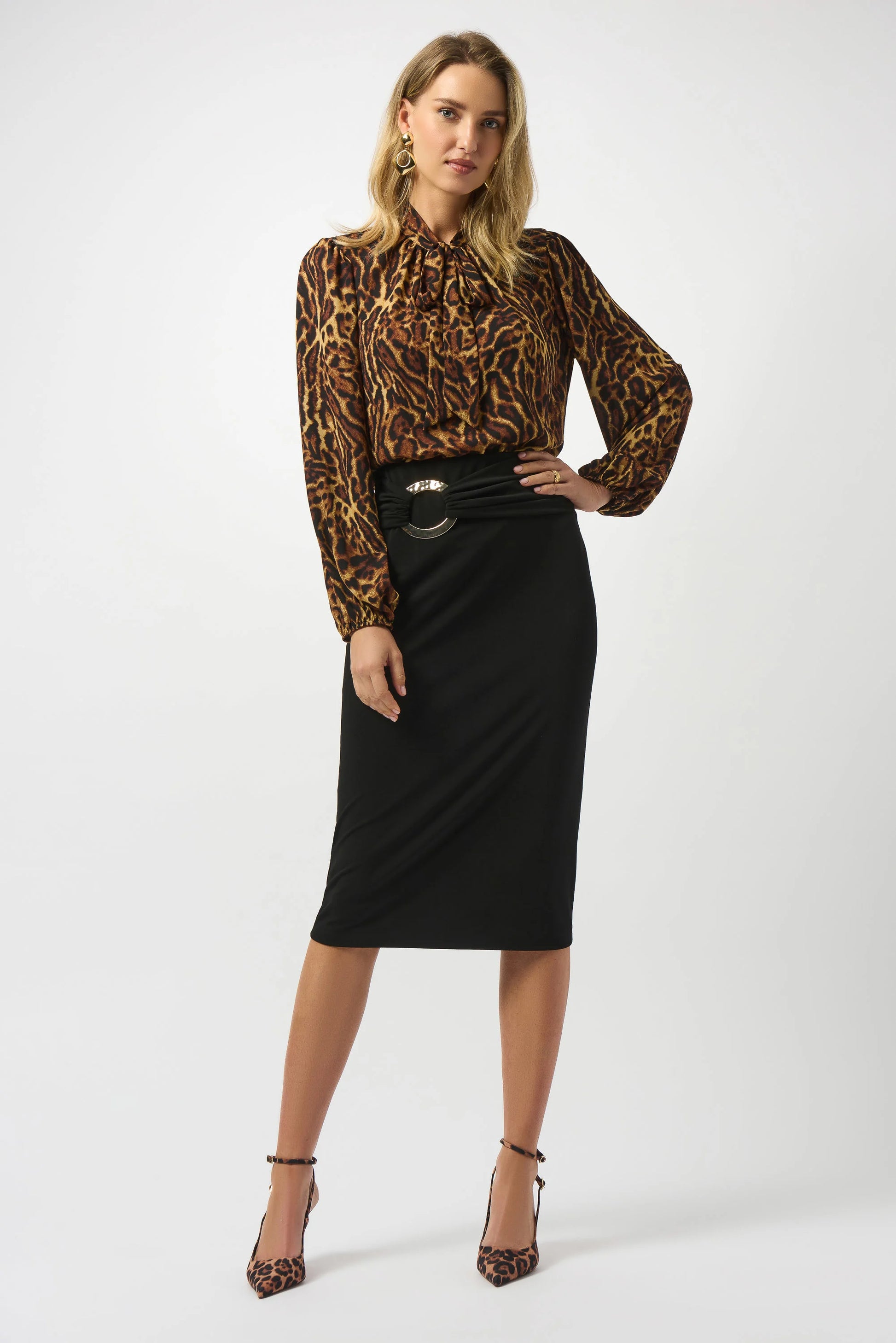Joseph Ribkoff animal print bow top 253077