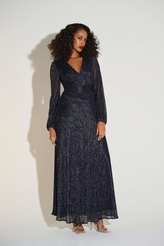 Joseph Ribkoff lurex long wrap dress 253780