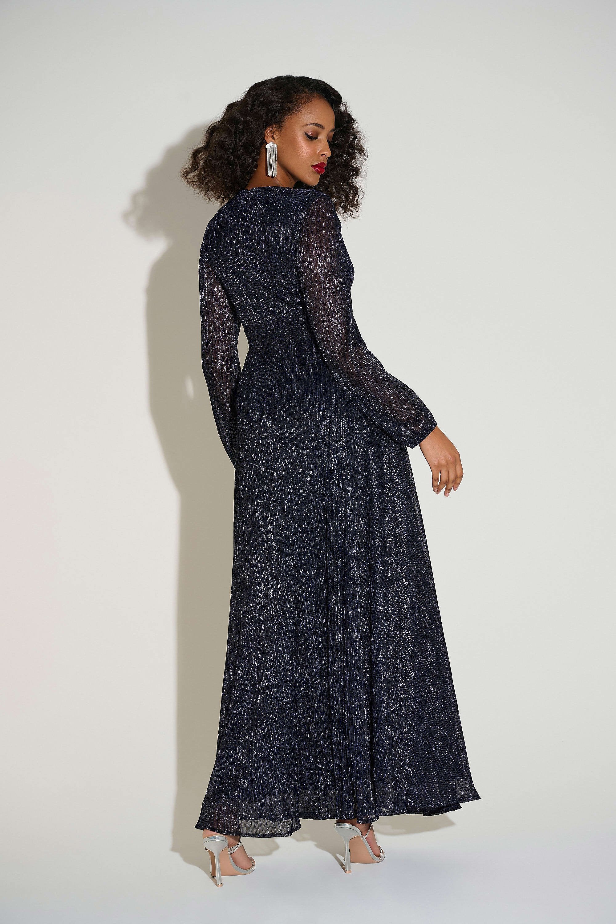 Joseph Ribkoff lurex long wrap dress 253780 - Jane Young