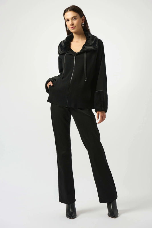 Joseph Ribkoff fur trim knit jacket 253905