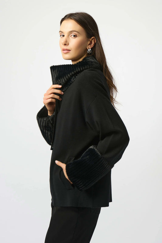 Joseph Ribkoff fur trim knit jacket 253905