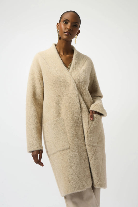 Joseph Ribkoff feather yarn knit coat 253955