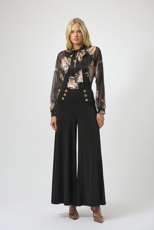 Joseph Ribkoff plissé knit foiled top 254029