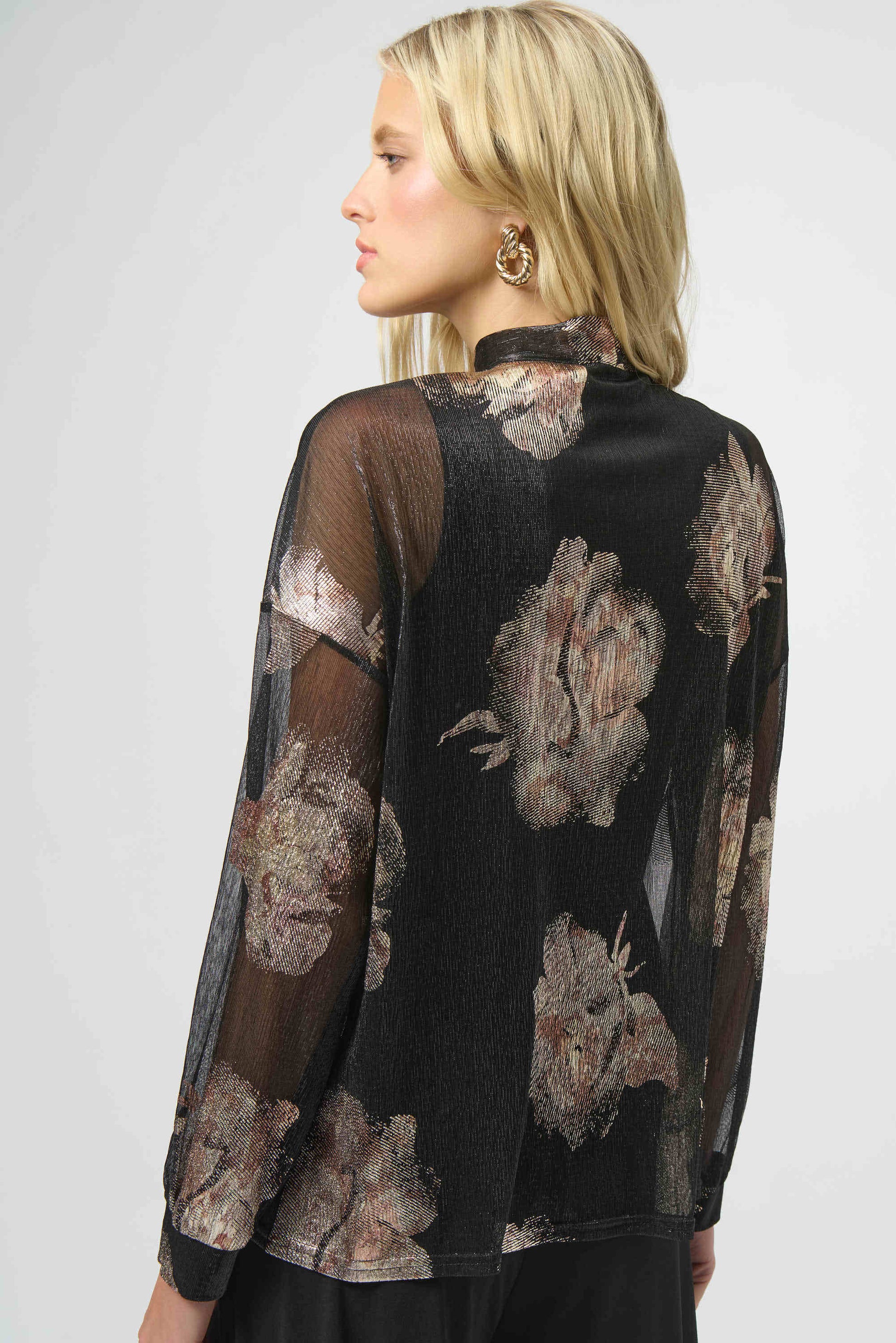 Joseph Ribkoff plissé knit foiled top 254029