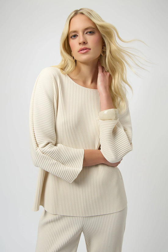 Joseph Ribkoff Pleated Scuba Crepe Boxy Top in Birch 254210