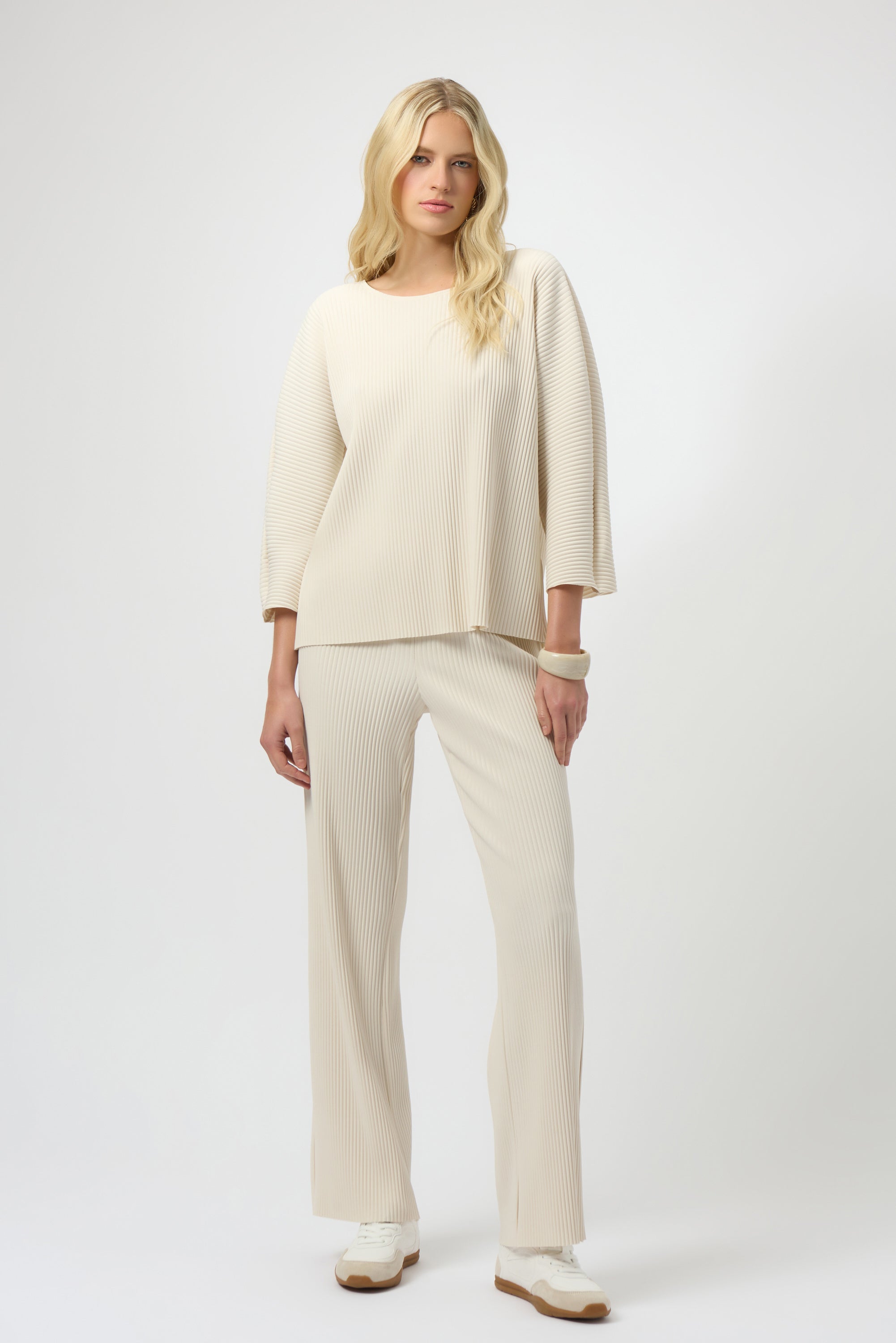Joseph Ribkoff Pleated Scuba Crepe Boxy Top in Birch 254210 - Jane