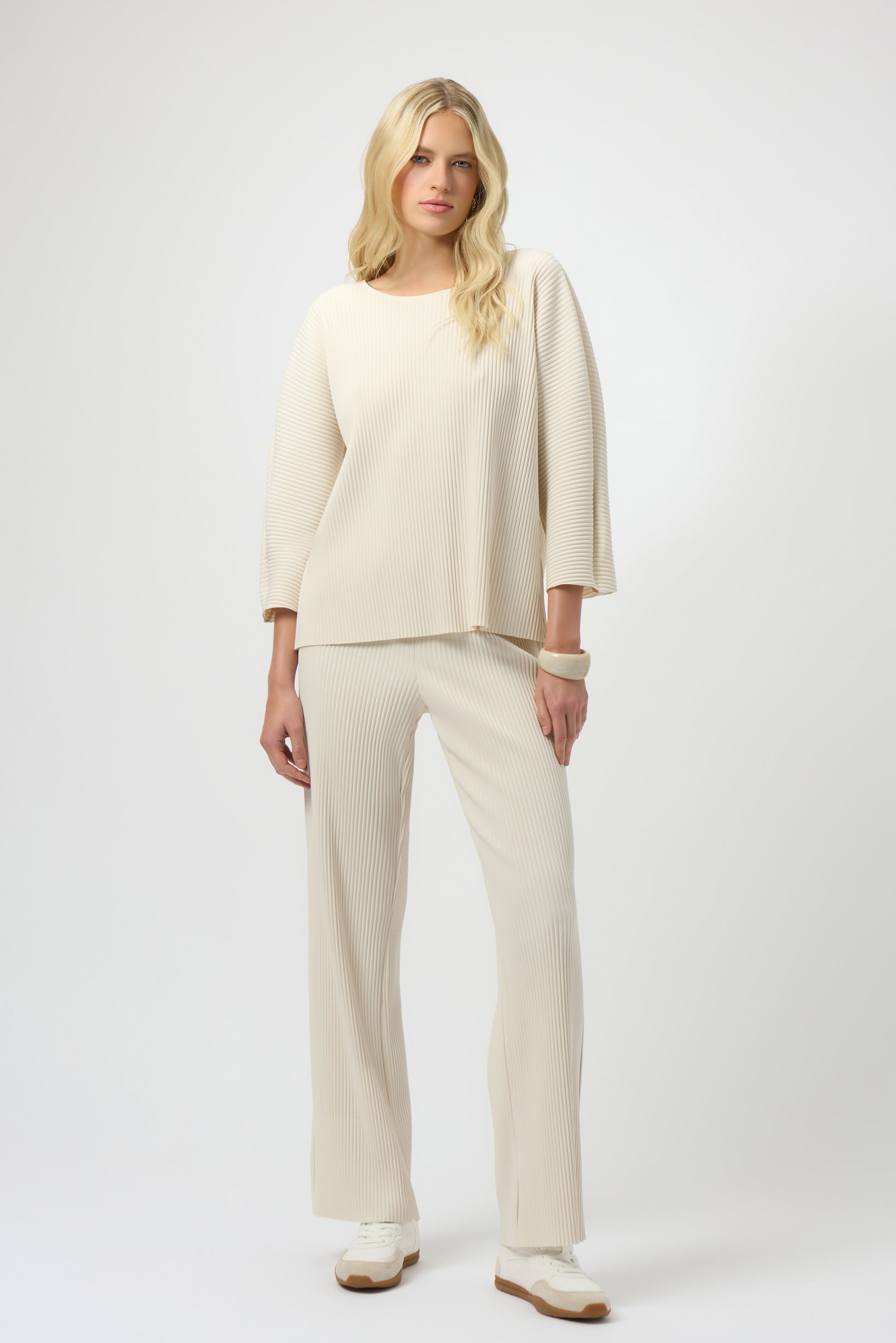 Joseph Ribkoff Pleated Scuba Crepe Boxy Top in Birch 254210