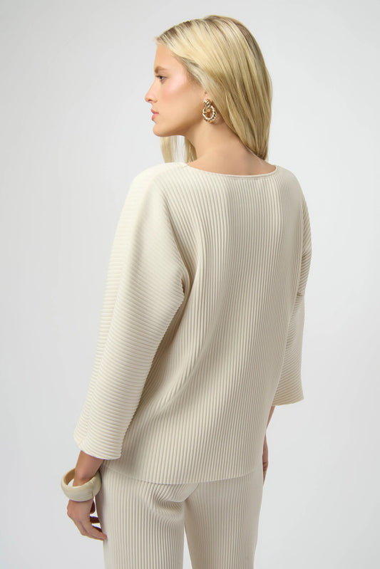 Joseph Ribkoff Pleated Scuba Crepe Boxy Top in Birch 254210